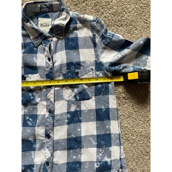Mudd Flannel Womens/Teens Blue Checkered Retro 90s style Shirt Size Small - Picture 3 of 7